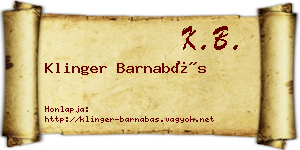 Klinger Barnabás névjegykártya