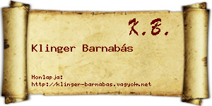 Klinger Barnabás névjegykártya
